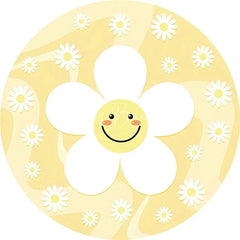 Lofaris Daisy Floral Round Backdrop Yellow White Spring Flower Circle Frame Wedding Birthday Baby Shower Photo Background