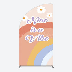 Lofaris Daisy Rainbow Nine Is A Vibe Birthday Arch Backdrop