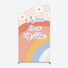 Lofaris Daisy Rainbow Nine Is A Vibe Birthday Arch Backdrop