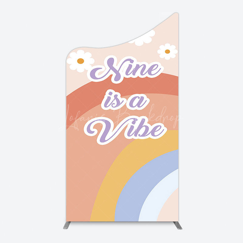 Lofaris Daisy Rainbow Nine Is A Vibe Birthday Arch Backdrop