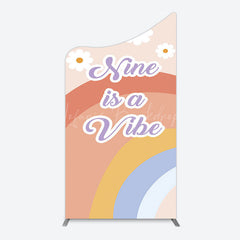 Lofaris Daisy Rainbow Nine Is A Vibe Birthday Arch Backdrop