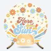 Lofaris Daisy Sun Here Comes The Round Baby Shower Backdrop