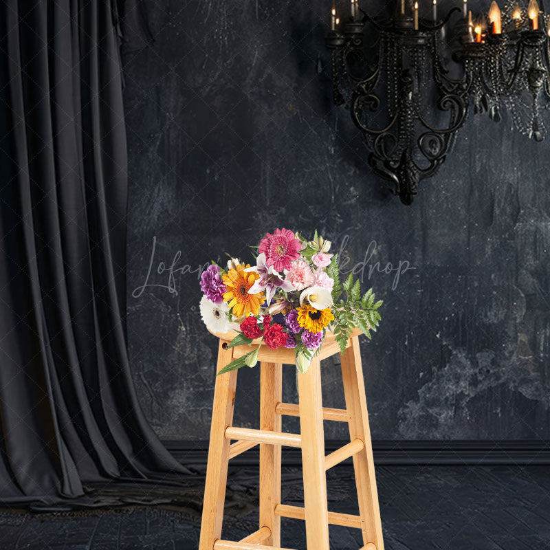 Lofaris Dark Black Room Curtain Candle Retro Wall Backdrop