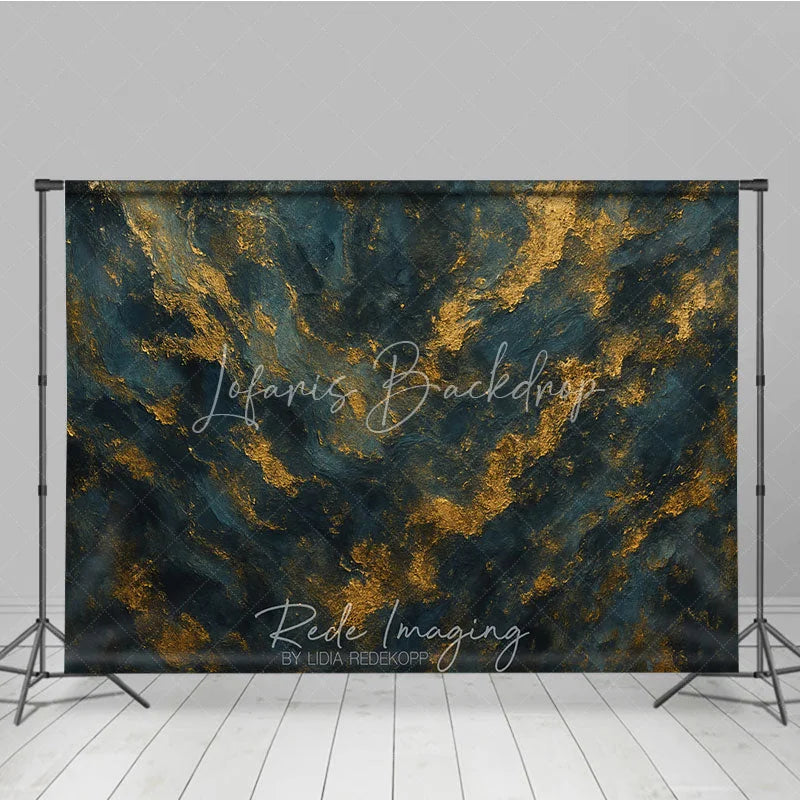 Lofaris Dark Blue and Gold Abstract Texture Photography Backdrop Elegant Artistic Portrait Background