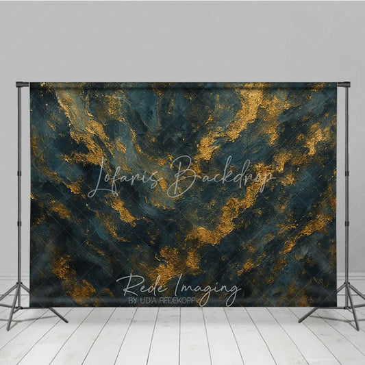 Lofaris Dark Blue and Gold Abstract Texture Photography Backdrop Elegant Artistic Portrait Background