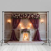 Lofaris Dark Blush Floral Wedding Candles Photo Backdrop