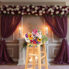 Lofaris Dark Blush Floral Wedding Candles Photo Backdrop
