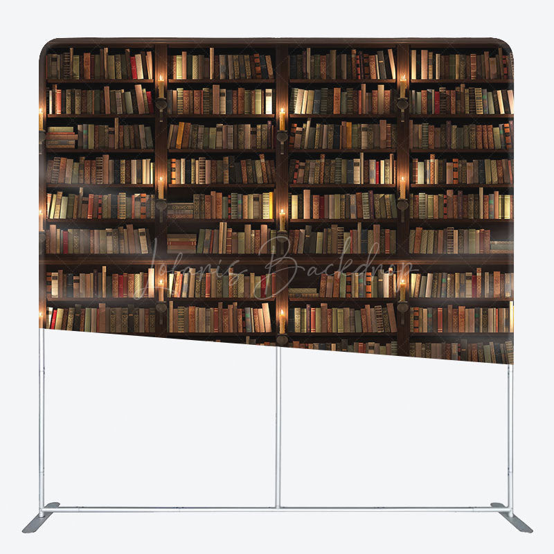 Lofaris Dark Bookshelf Photography Square Tension Backdrop