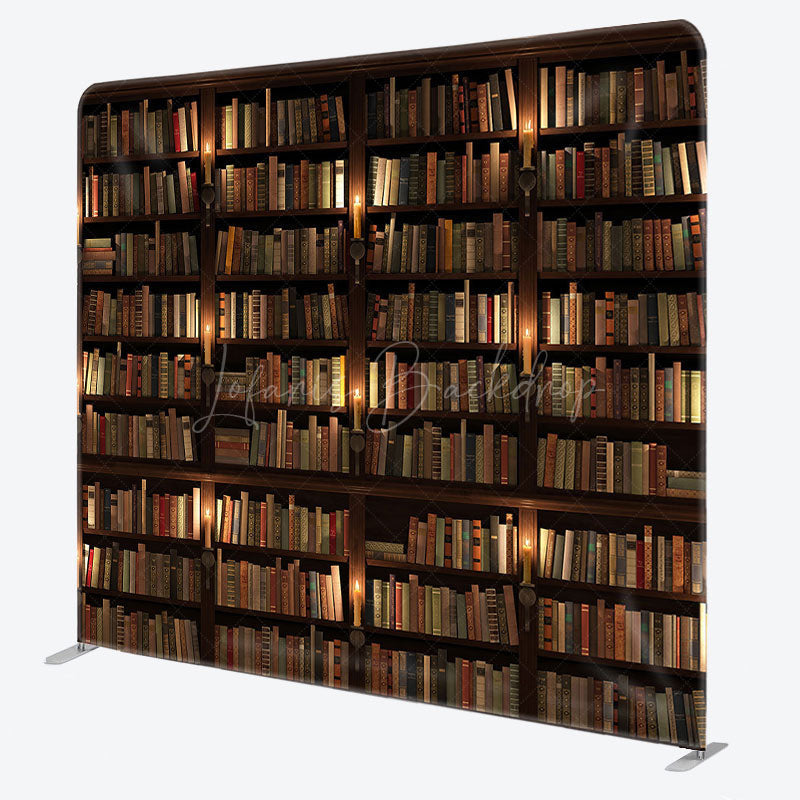 Lofaris Dark Bookshelf Photography Square Tension Backdrop