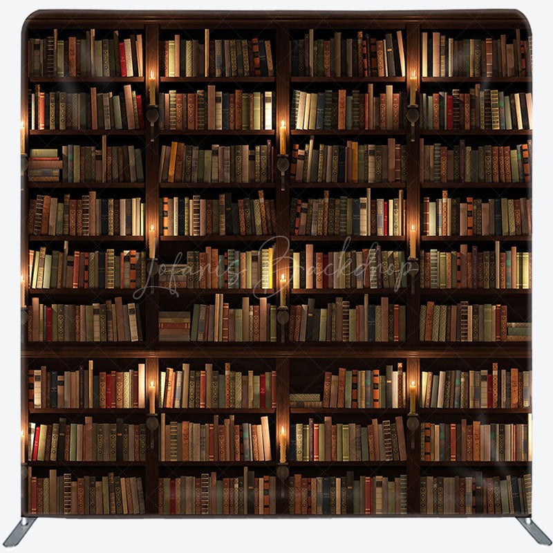 Lofaris Dark Bookshelf Photography Square Tension Backdrop
