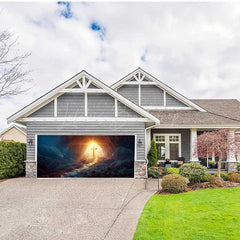 Lofaris Dark Cave Sunlight Cross Easter Garage Door Banner