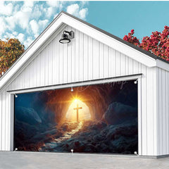 Lofaris Dark Cave Sunlight Cross Easter Garage Door Banner
