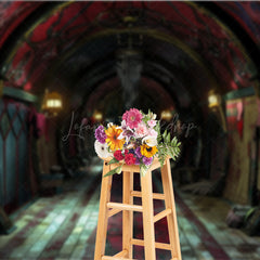 Lofaris Dark Circus Hallway Photography Backdrop Gothic Carnival and Steampunk Theme Vintage Halloween Photo Shoots