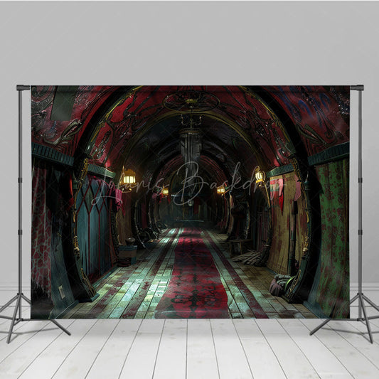 Lofaris Dark Circus Hallway Photography Backdrop Gothic Carnival and Steampunk Theme Vintage Halloween Photo Shoots