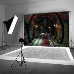 Lofaris Dark Circus Hallway Photography Backdrop Gothic Carnival and Steampunk Theme Vintage Halloween Photo Shoots