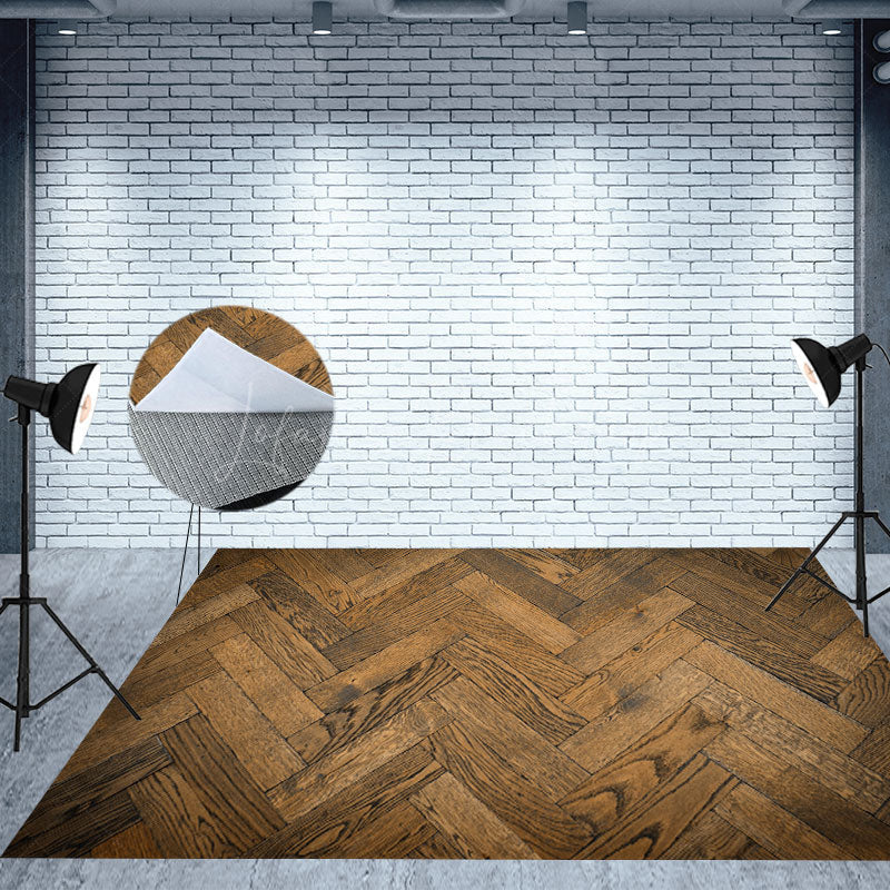 Lofaris Dark Color Wood Crossing Floor Fabric Backdrop