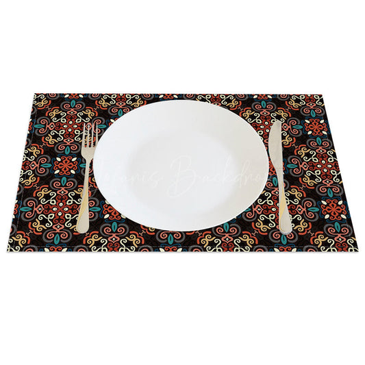Lofaris Dark Colors Slovakia Patterns Set of 4 Placemats