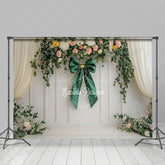 Lofaris Dark Green Bow Tie Floral Spring Photography Backdrop
