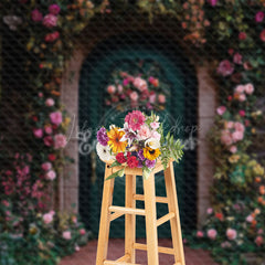 Lofaris Dark Green Door Natural Floral Plant Spring Backdrop