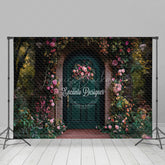 Lofaris Dark Green Door Natural Floral Plant Spring Backdrop
