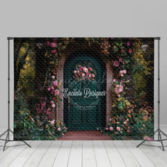 Lofaris Dark Green Door Natural Floral Plant Spring Backdrop