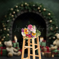 Lofaris Dark Green Glitter Light Cozy Elegant Xmas Backdrop