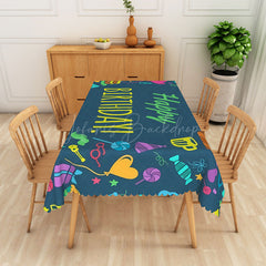 Lofaris Dark Green Happy Birthday Print Rectangular Tablecloth