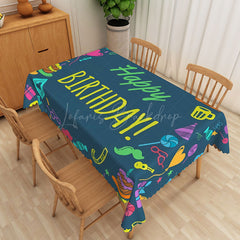 Lofaris Dark Green Happy Birthday Print Rectangular Tablecloth