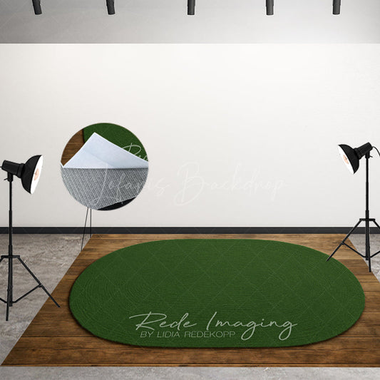 Lofaris Dark Green Oval Rug Fabric Floor Backdrop For Photo