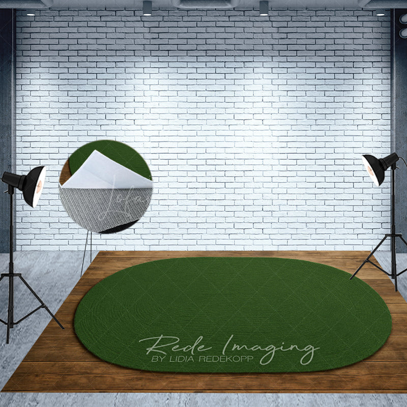 Lofaris Dark Green Oval Rug Fabric Floor Backdrop For Photo