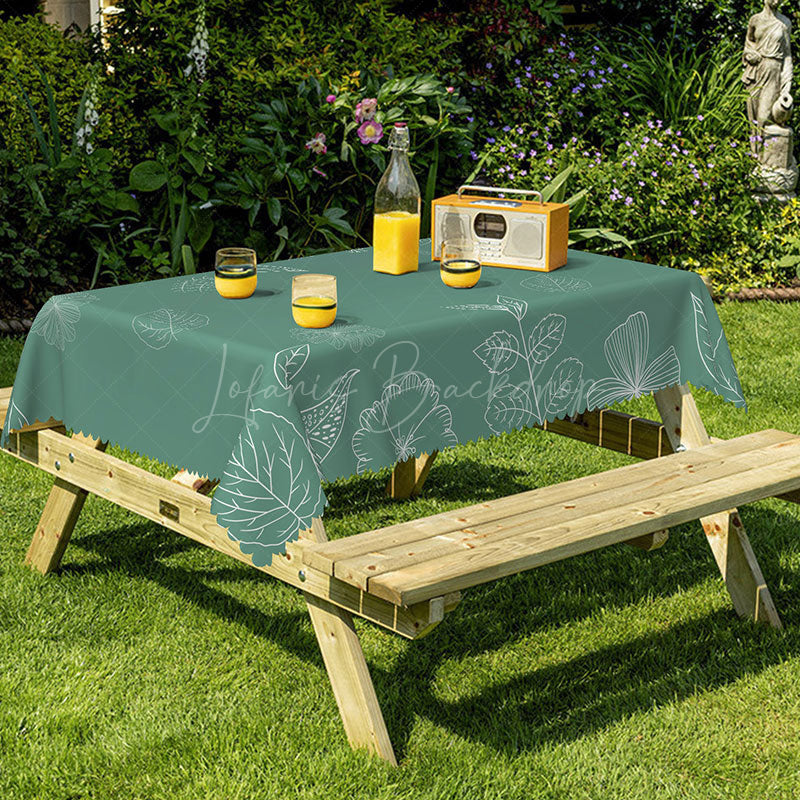Lofaris Dark Green Simple Drawing Rectangular Tablecloth