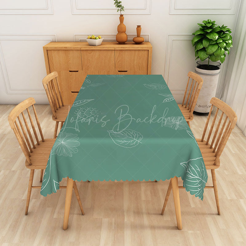 Lofaris Dark Green Simple Drawing Rectangular Tablecloth
