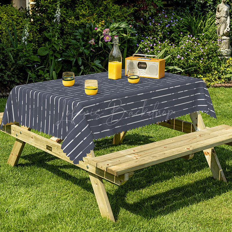 Lofaris Dark Grey Modern Stripes Rectangle Tablecloth