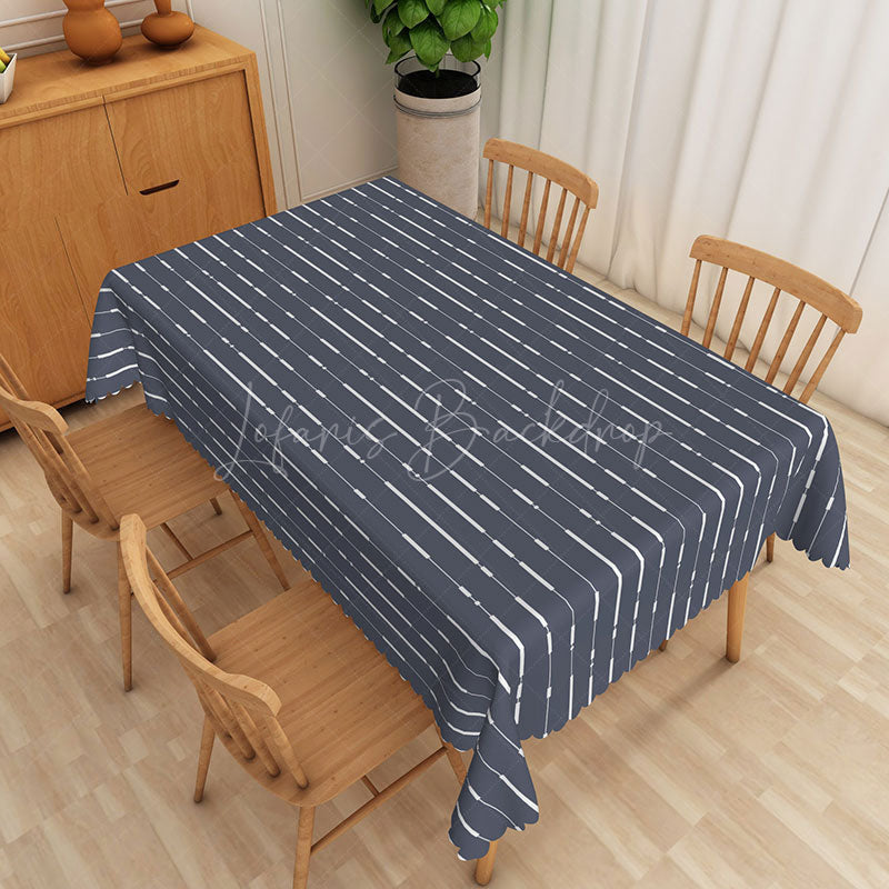 Lofaris Dark Grey Modern Stripes Rectangle Tablecloth