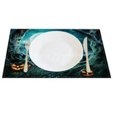 Lofaris Dark Halloween Night Set of 4 Placemats with Moon Bats and Withered Trees for Gothic Spooky Decor