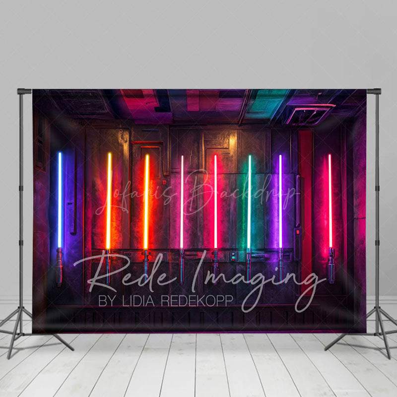 Lofaris Dark Lightsabers Warehouse Science Fiction Backdrop