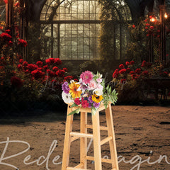 Lofaris Dark Lovely Greenhouse Window Photography Backdrop