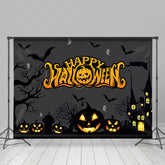 Lofaris Dark Night Bat And Pumpkins Happy Halloween Backdrop