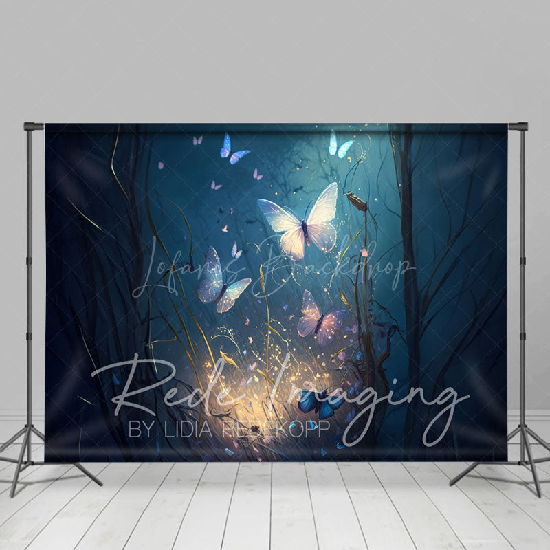 Lofaris Dark Night Forest Butterfly Fine Art Room Set Backdrop