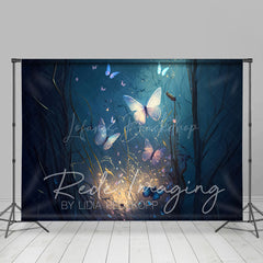 Lofaris Dark Night Forest Butterfly Fine Art Room Set Backdrop