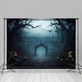 Lofaris Dark Night Forest Moon Lake Gate Halloween Backdrop
