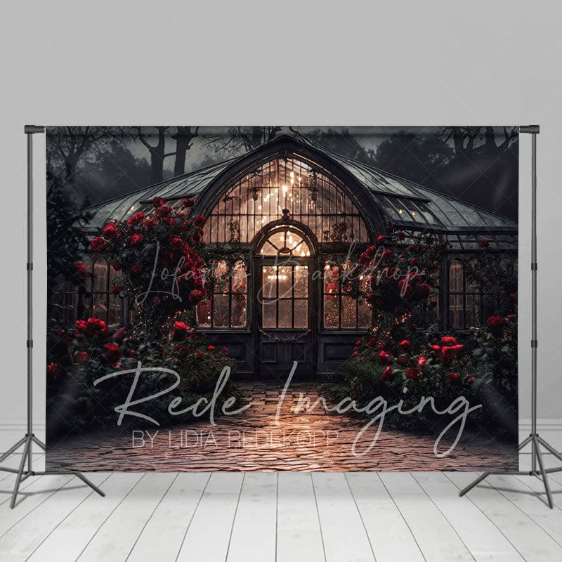 Lofaris Dark Night Lighted Lovely Greenhouse Photo Backdrop
