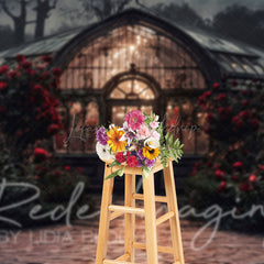 Lofaris Dark Night Lighted Lovely Greenhouse Photo Backdrop