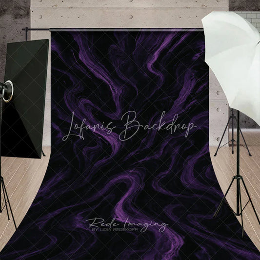 Lofaris Dark Purple and Black Abstract Swirling Sweep Backdrop Elegant Textured Marble Photography Background for Portraits