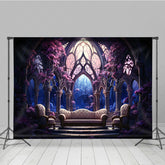Lofaris Dark Purple Floral Punk Palace Architecture Backdrop