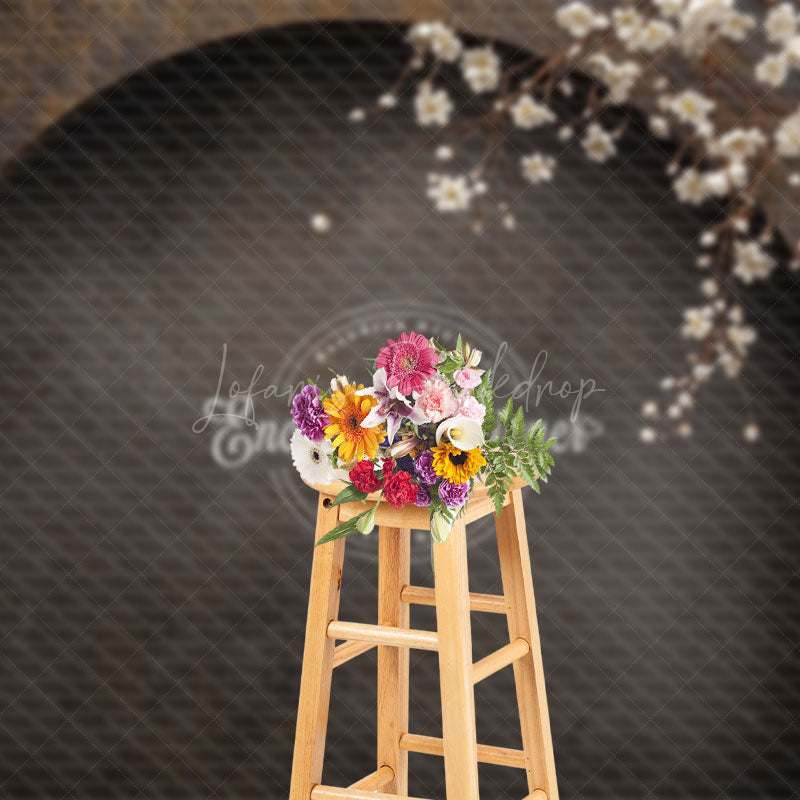 Lofaris Dark Retro Arch Floral Wedding Photography Backdrop