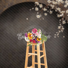 Lofaris Dark Retro Arch Floral Wedding Photography Backdrop