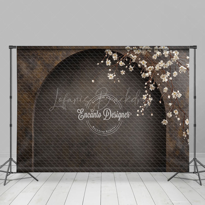 Lofaris Dark Retro Arch Floral Wedding Photography Backdrop