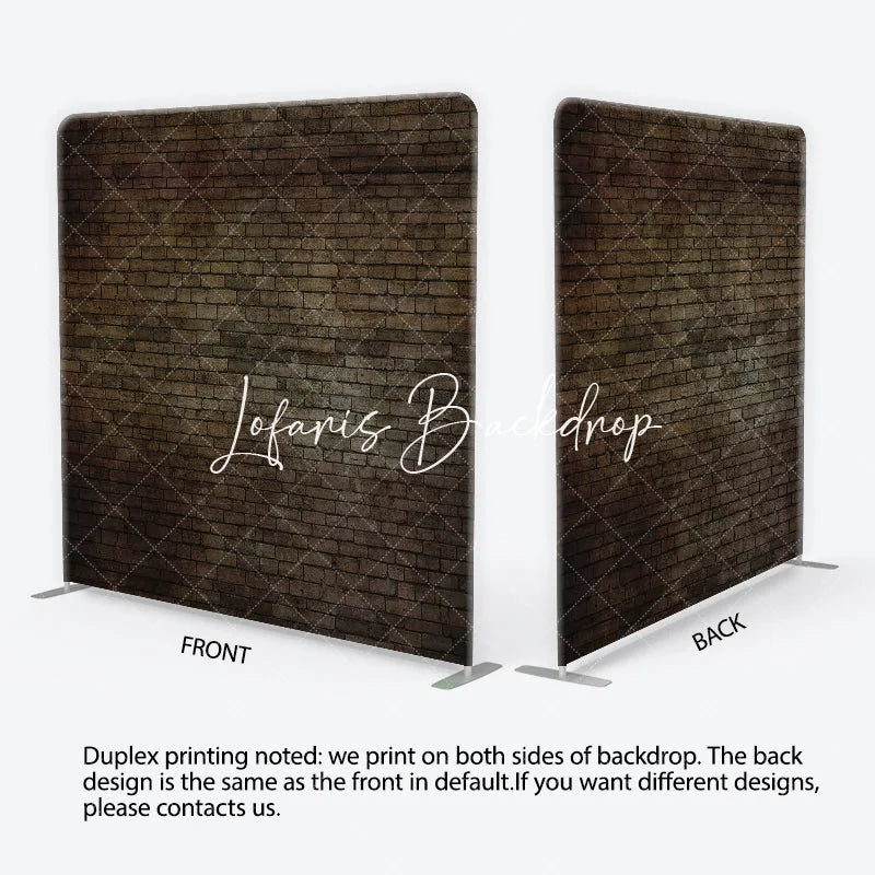 Lofaris Dark Rustic Brick Wall Square Double-Sided Backdrop Vintage Aged Texture for Photography and Studio Props