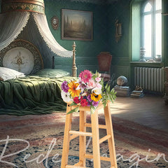 Lofaris Dark Vintage Princess Bedroom Photography Backdrop